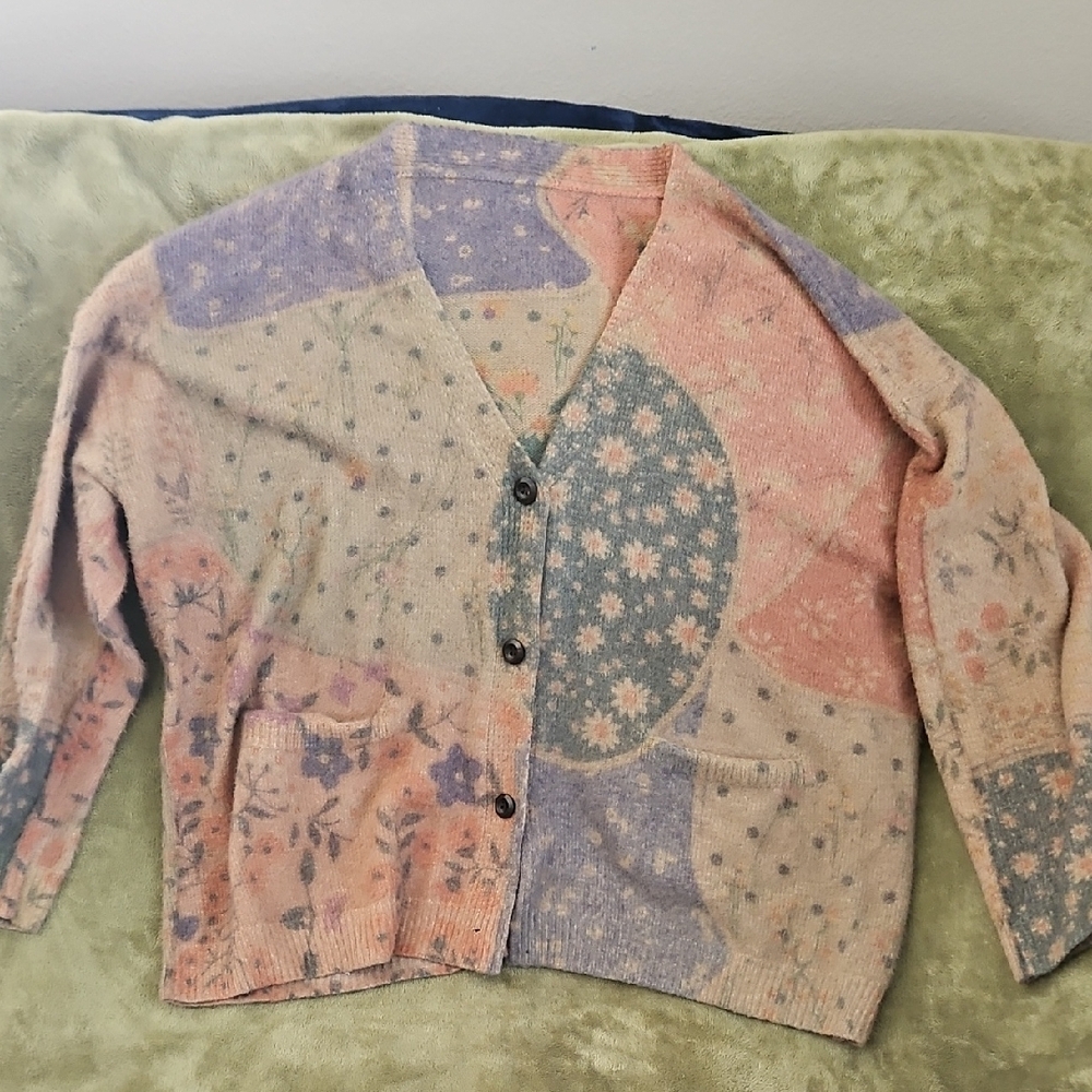 Floral Patchwork Cardigan Sweater